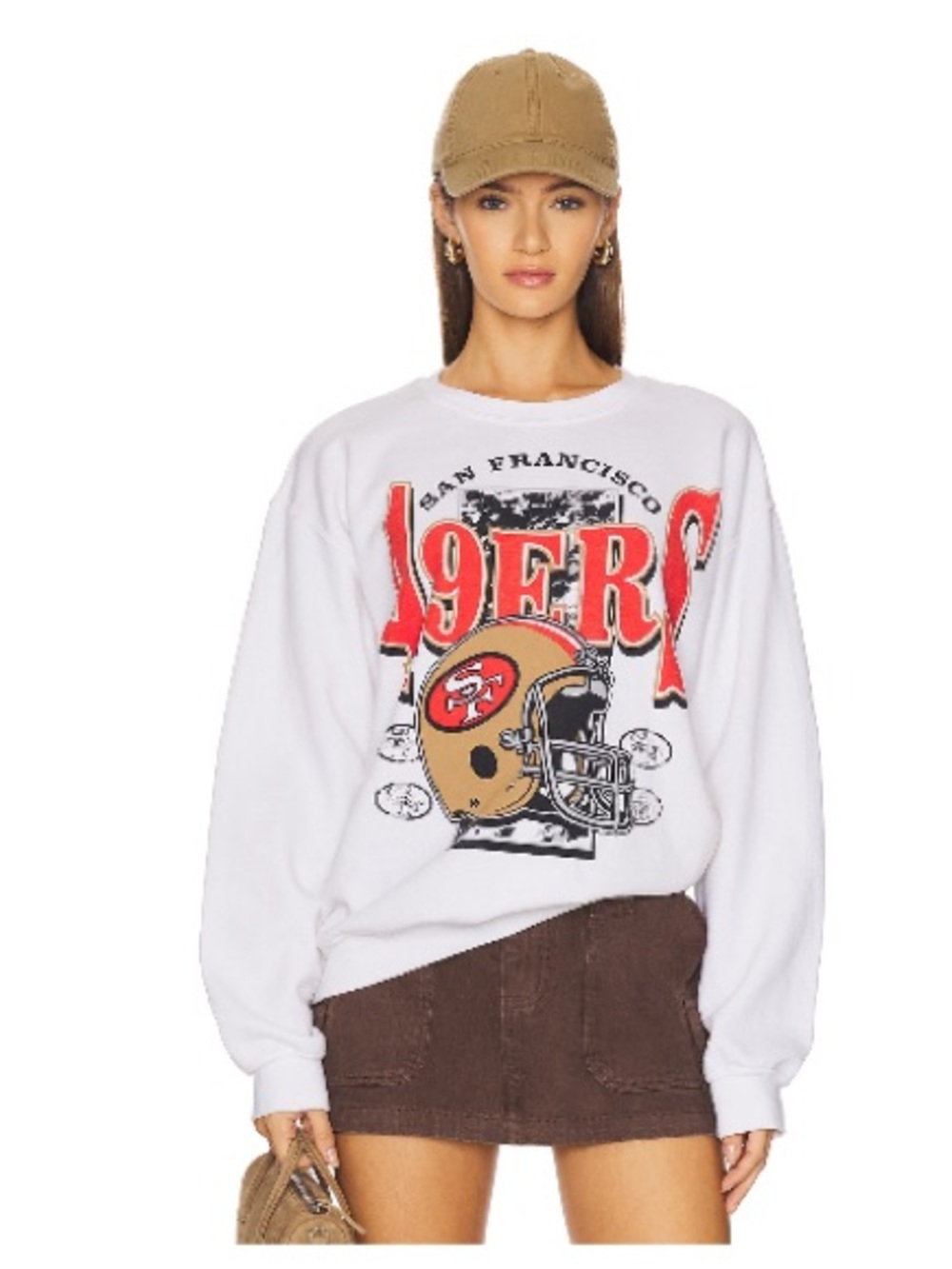 Junk Food Clothing 49ers Conversion Crew Fleece sweatshirt in White